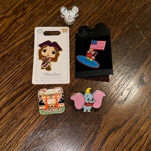 Disney Pins Mickey, Dumbo, Epcot Japan, Pirates of Caribbean